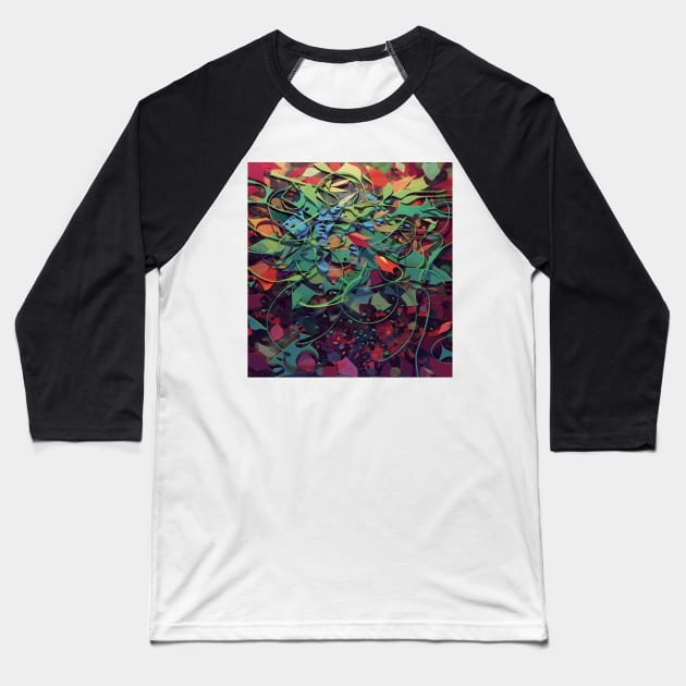 Tendrils- Fantasy Mixed Media Baseball T-Shirt by Adel8ide Designs